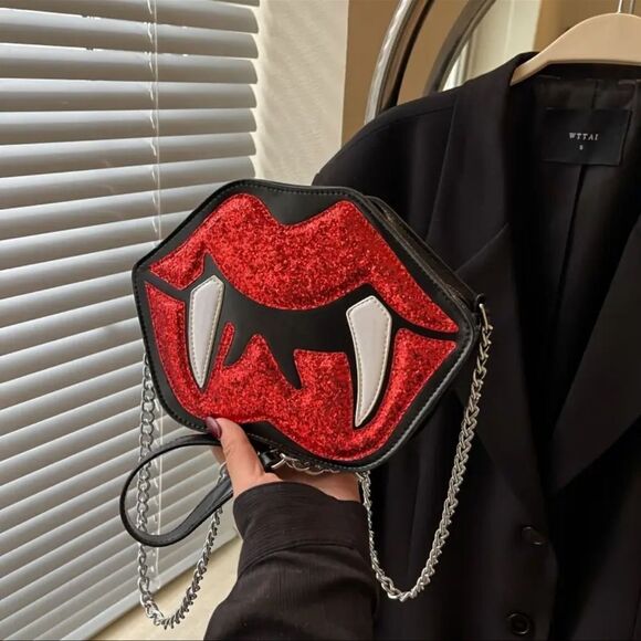 MISSLOOK Red and Black Crossbody Bag with Decorative Accents - Picture 2 of 9